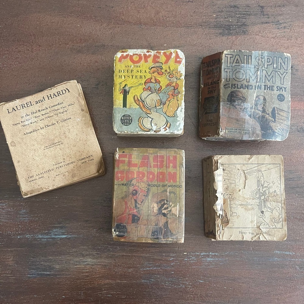 Vintage 1930's 05 Mini Books Popeye , Flash Gordon , Laurel & hardy, Donald Duck